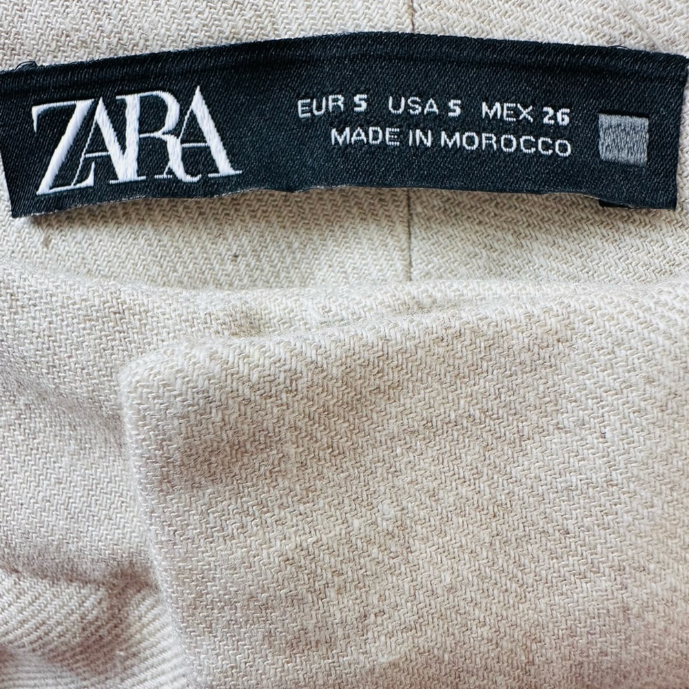 Zara cropped trousers pleated neutral pants - Picture 6 of 11